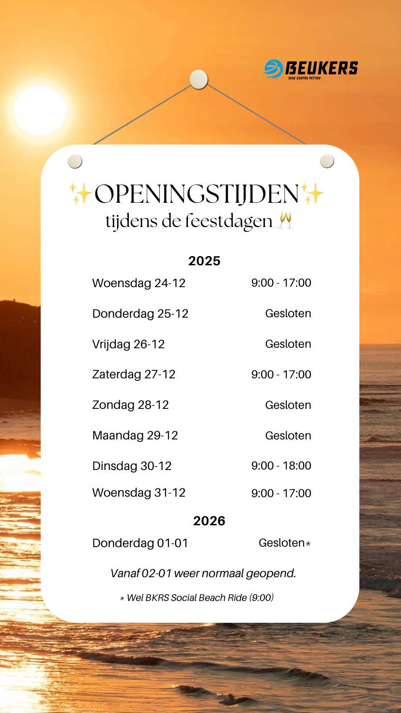 Openingstijden tijdens de feestdagen
